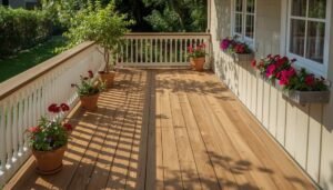 Holzterrasse im Sommer: Pflege, Schutz & Blumen